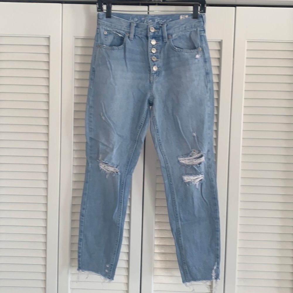 Free People Blossom Rigid High Rise Jeans Women’s Light Wash Distressed Size 25 - Picture 2 of 12